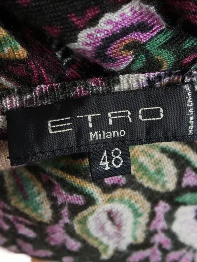 Pre-owned Etro Vintage Floral-print Long-sleeve Top In Green