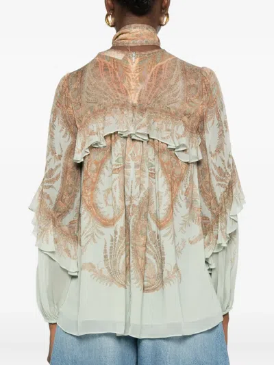 Zimmermann Blusa Memento In Crepe Stampato   Donna In Pink