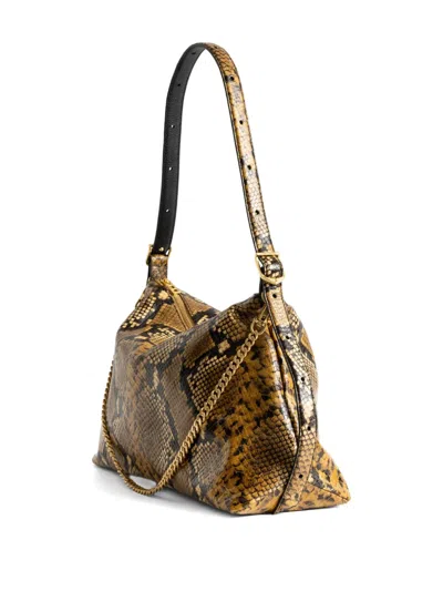 Zadig & Voltaire Jim Wild Python-effect Shoulder Bag In Brown