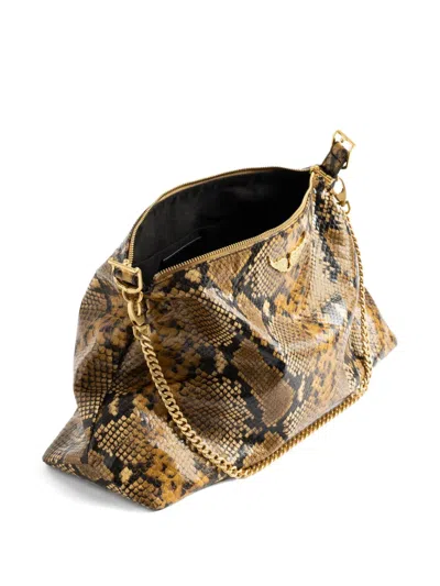 Zadig & Voltaire Jim Wild Python-effect Shoulder Bag In Brown
