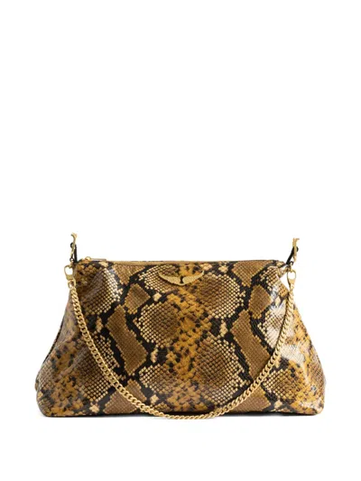 Zadig & Voltaire Jim Wild Python-effect Shoulder Bag In Brown
