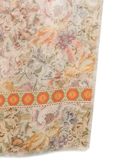 Pierre-louis Mascia Fancy Multi-patterned Silk Twill Scarf In Brown