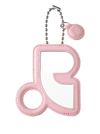 Rest&recreation Mirror Leather Carholder Keyring In Pink