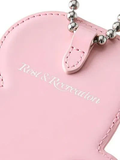 Rest&recreation Mirror Leather Carholder Keyring In Pink
