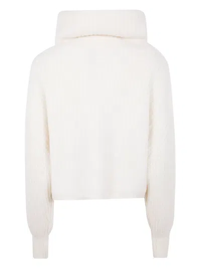 Kujten Cropped Turtleneck Sweater Long Sleeves In White