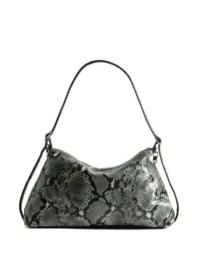 Zadig & Voltaire Jim Wild Python-effect Shoulder Bag In Gray