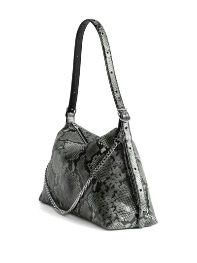 Zadig & Voltaire Jim Wild Python-effect Shoulder Bag In Gray