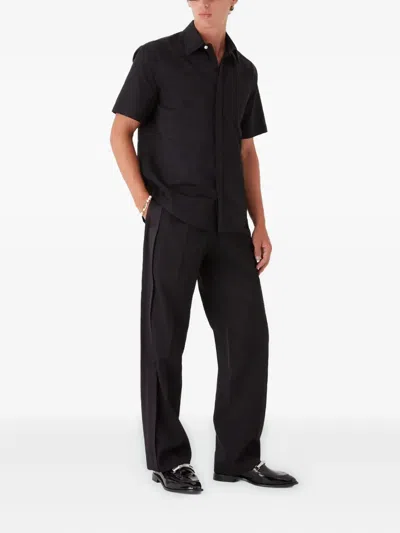 Casablanca Short Sleeve Poplin Shirt With Chest Pocket In Black