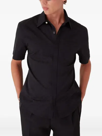 Casablanca Short Sleeve Poplin Shirt With Chest Pocket In Black