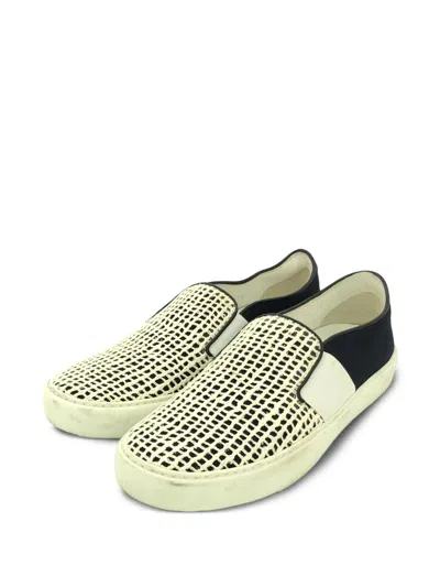 Pre-owned Chanel Mesh-upper Slip-on Sneakers In White