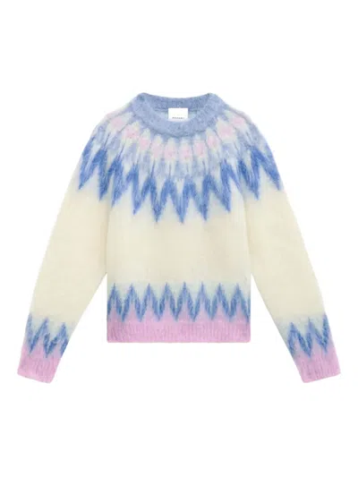 Isabel Marant Marant Nicolas Mohair Blend Sweater With Fair Isle Pattern In Neutral
