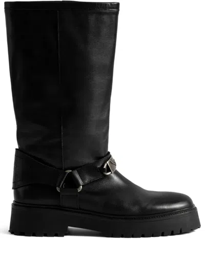 Zadig & Voltaire Angie Buckle-strap Boots In Black