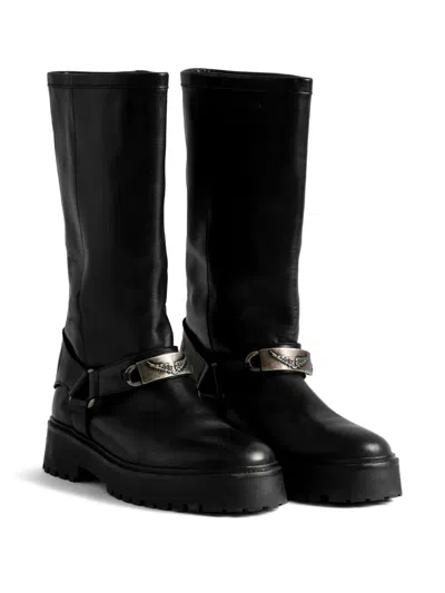 Zadig & Voltaire Angie Buckle-strap Boots In Black