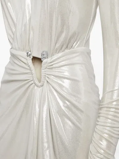 Philipp Plein Deep V-neck Mini Dress Piercing In Gray