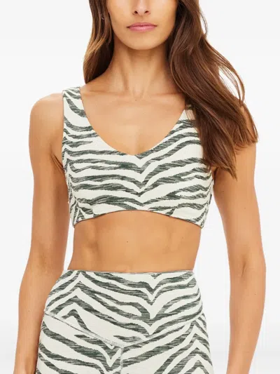 The Upside Isaac Zebra-print Bra In Green