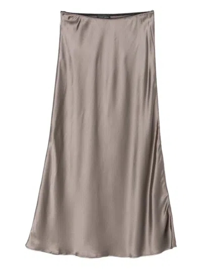 Roberto Collina Satin Midi Skirt In Multi