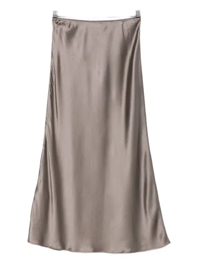 Roberto Collina Satin Midi Skirt In Multi