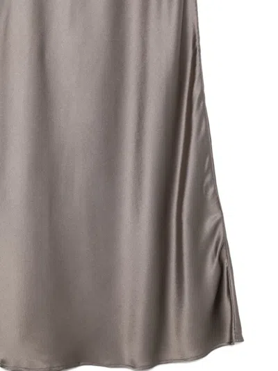 Roberto Collina Satin Midi Skirt In Multi