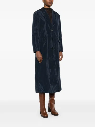 Aspesi Single-breasted Buttoned Coat In Blue