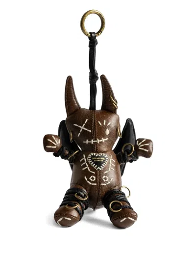Zadig & Voltaire Voodoo Devil Vintage Keyring In Brown