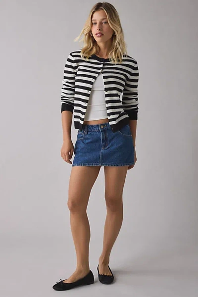 Kimchi Blue Rachel Printed Cardigan In Black/white Stripe, Women's At Urban Outfitters In Multi