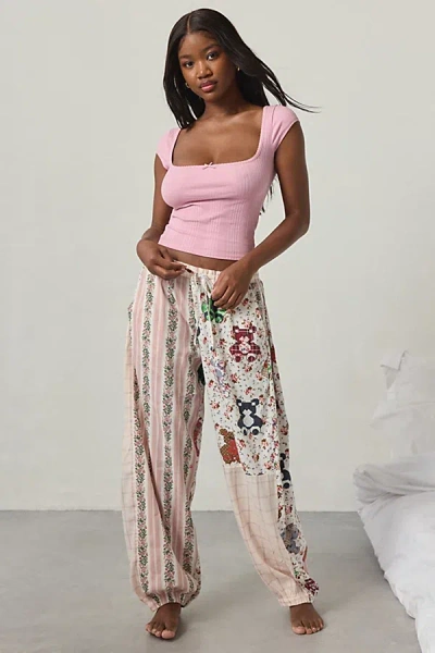 Out From Under In Your Dreams Brushed Flannel Lounge Jogger Pant In Pink Combo, Women's At Urban Outfitters In Pink