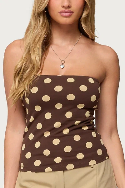 Edikted Polka Dot Built In Bra Tube Top In Brown