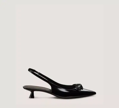 Stuart Weitzman Rosie 35 Leather Slingbacks In Black