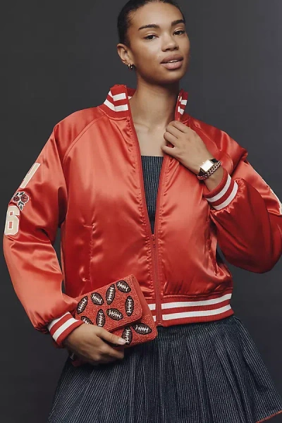 The Wild Collective X Anthropologie Nfl Bomber Jacket In Red
