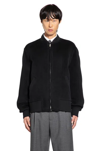 Lardini Bomber Jacket In Black Wool In Black
