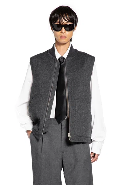 Lardini Wool Felt Bomber Vest In Gray