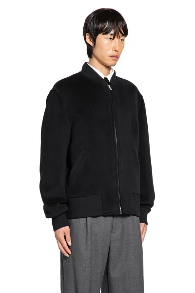 Lardini Bomber Jacket In Black Wool In Black