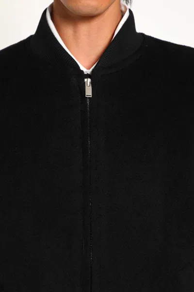 Lardini Bomber Jacket In Black Wool In Black