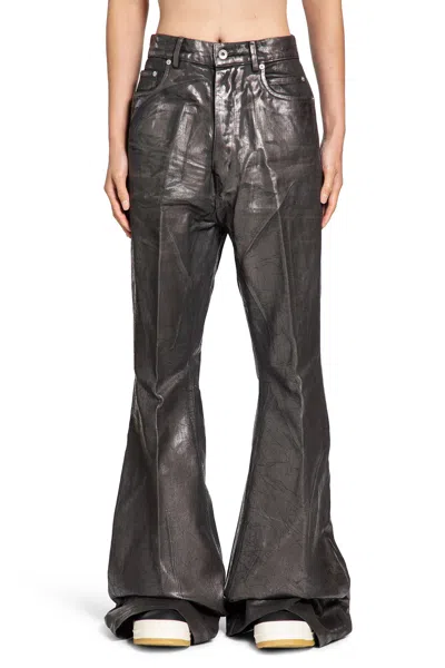 Rick Owens Gray Concordians Runway Bolans Leather Pants In Multi