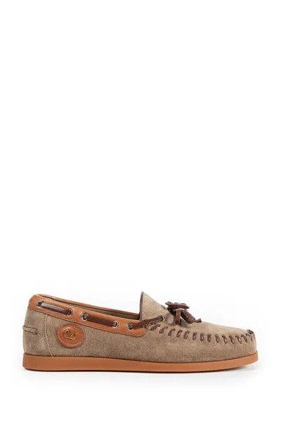Valentino Garavani Palm Avenue Crust Leather Boat Shoes In Brown