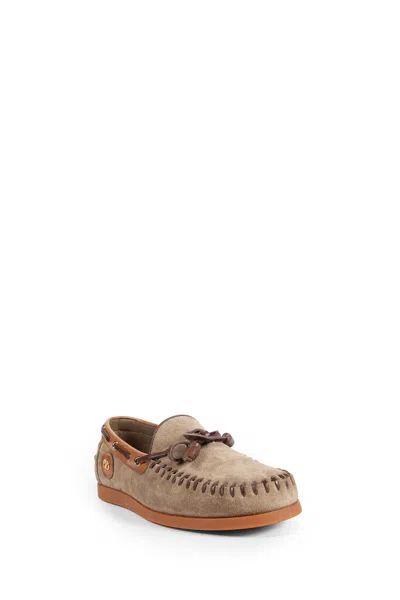 Valentino Garavani Palm Avenue Crust Leather Boat Shoes In Brown