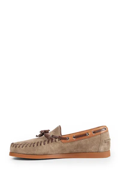 Valentino Garavani Palm Avenue Crust Leather Boat Shoes In Brown