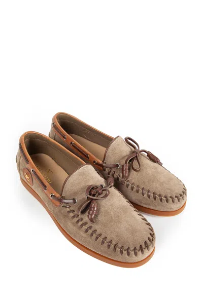 Valentino Garavani Palm Avenue Crust Leather Boat Shoes In Brown