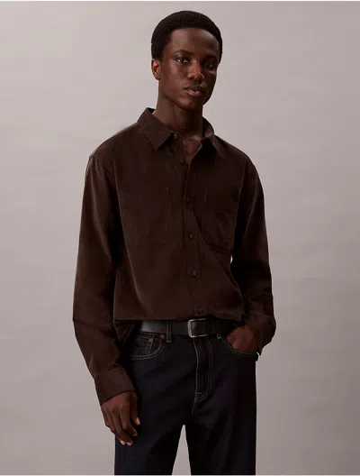 Calvin Klein Jeans Est.1978 Calvin Klein Men's Corduroy Relaxed Button-down Shirt In Brown