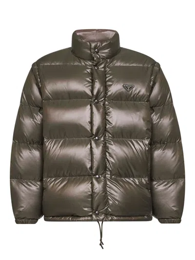 Prada Abbigliamento Green Re-nylon Medium Down Jacket
