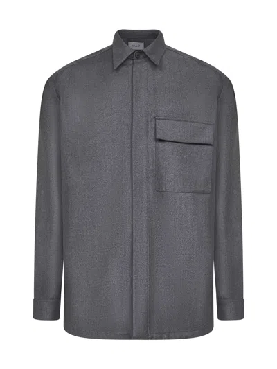 D 4.0 Grey Virgin Wool Shirt Jacket In Blue