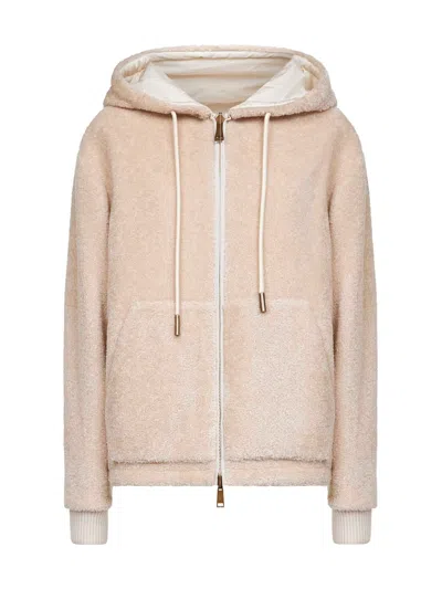 Moncler Teddy And Nylon Reversible Padded Hoodie Clothing In Pink