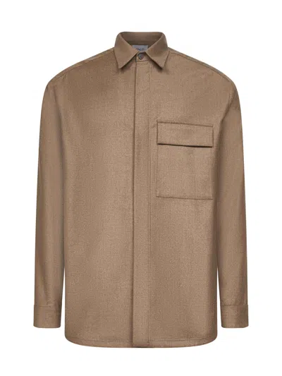 D 4.0 Beige Virgin Wool Shirt Jacket In Brown
