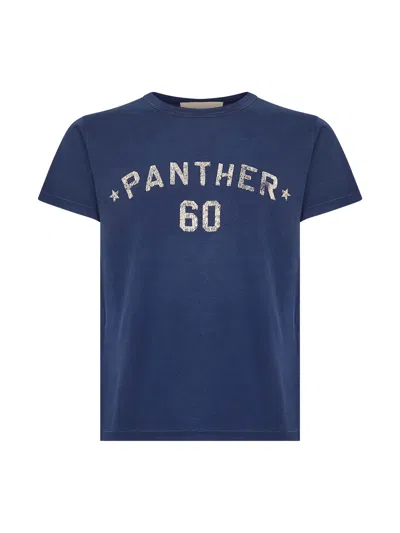 Valentino Panther Graphic Print Crew Neck T-shirt In Blue
