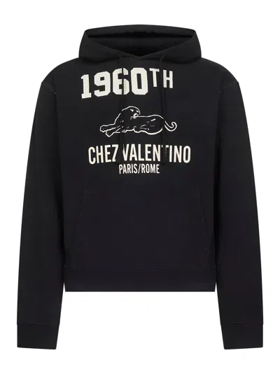 Valentino Garavani Hoodie With Logo Print In Black