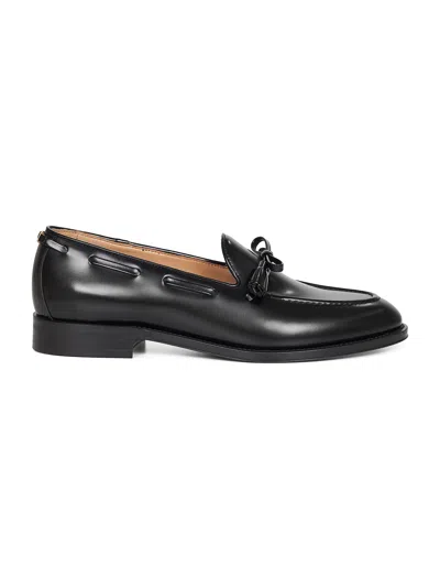 Valentino Bowshire Loafers In Black Glossy Calfskin In Black