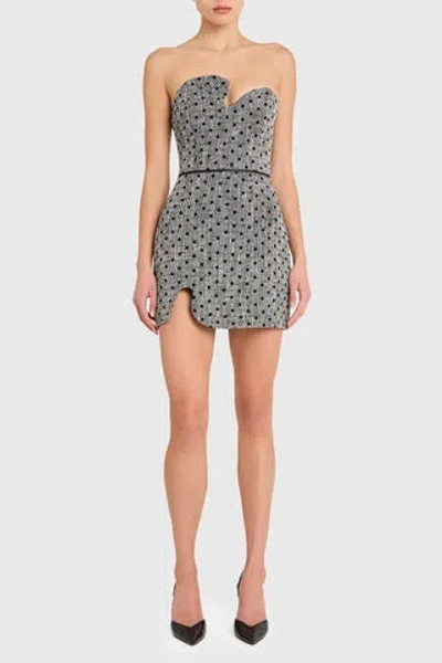Amanda Uprichard Puzzle Strapless Mini Dress Black White In Brown