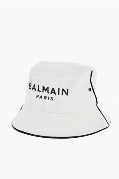 Balmain Canvas&logo B-army Bucket Hat In White