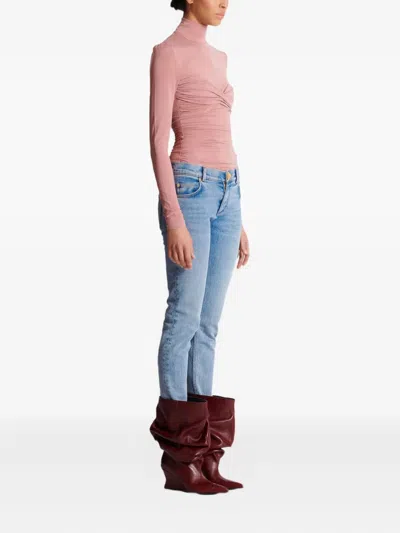 Balmain Faded-wash Button-embellished Jeans In Blue