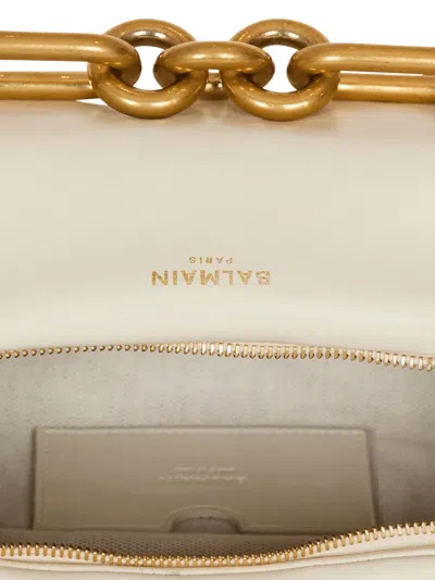 Balmain Medium Sync Bag In Calfskin Leather In White